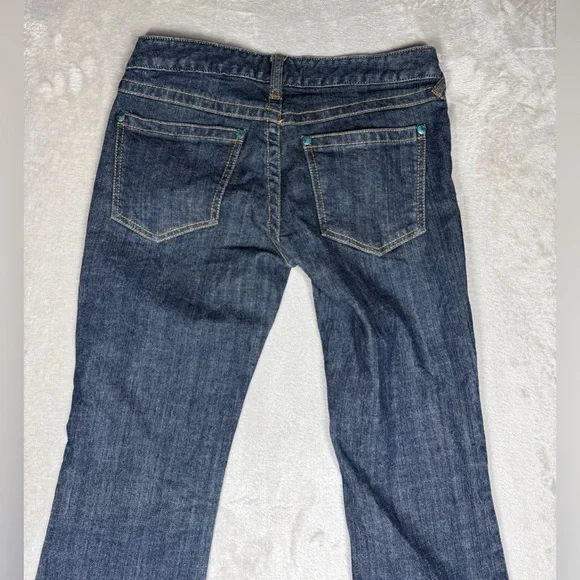 Vintage Y2K Free People Low Rise Zip Fly Flare Dark Blue Wash Blue Jeans Size 25 - Picture 11 of 15
